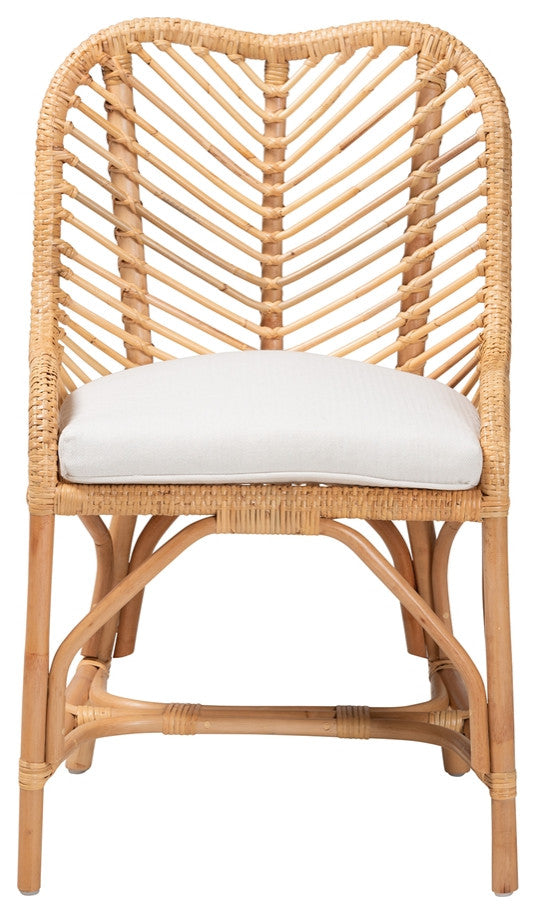 Modern Bohemian Natural Brown Rattan Dining Chair