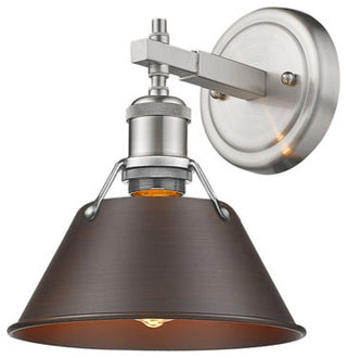 Golden Orwell 1 Light Bath Vanity, Pewter, Rubbed Bronze Shade