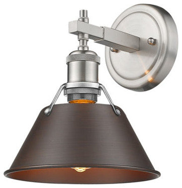 Golden Orwell 1 Light Bath Vanity, Pewter, Rubbed Bronze Shade