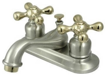 4" Centerset Bathroom Faucet w/Retail Pop-Up, Brushed Nickel/Polished Brass