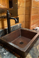 15" Square Skirted Vessel Hammered Copper Bathroom Sink
