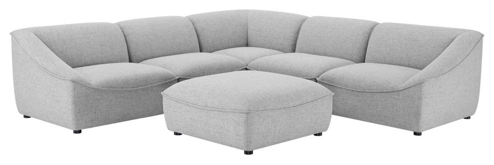 Sectional Sofa Set, Fabric, Gray, Modern, Living Lounge Hotel Hospitality