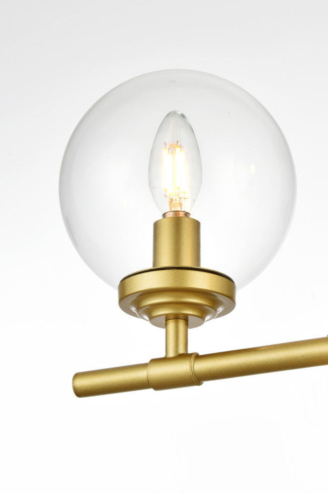 3 Light Brass And Clear Bath Sconce