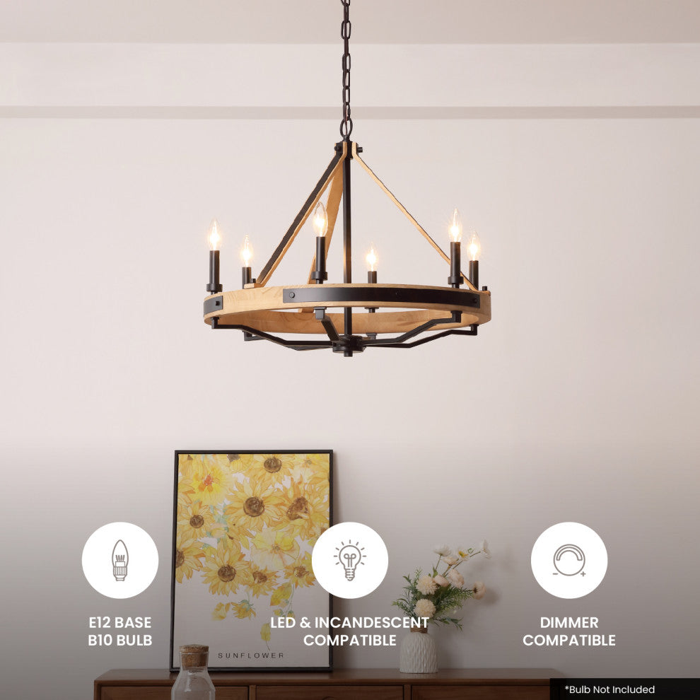 Savannah 6 Light Chandelier Matte Black
