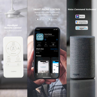 CARRO Smart Voice Control Ceiling Fan with Dimmable LED Light and Remote, Walnut, 52" Downrod