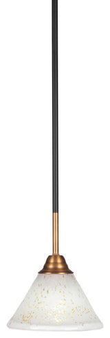 Paramount 1-Light Mini Pendant, Matte Black & Brass, 7" Gold Ice Glass