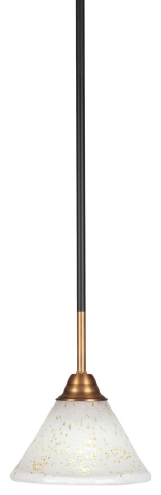Paramount 1-Light Mini Pendant, Matte Black & Brass, 7" Gold Ice Glass