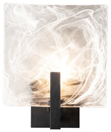 Arc Large 1-Light Bath Sconce, Black Finish, White Swirl Glass