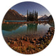 Lake And Pine Trees In Evening, Landscape Art Round Wall Art, 11"