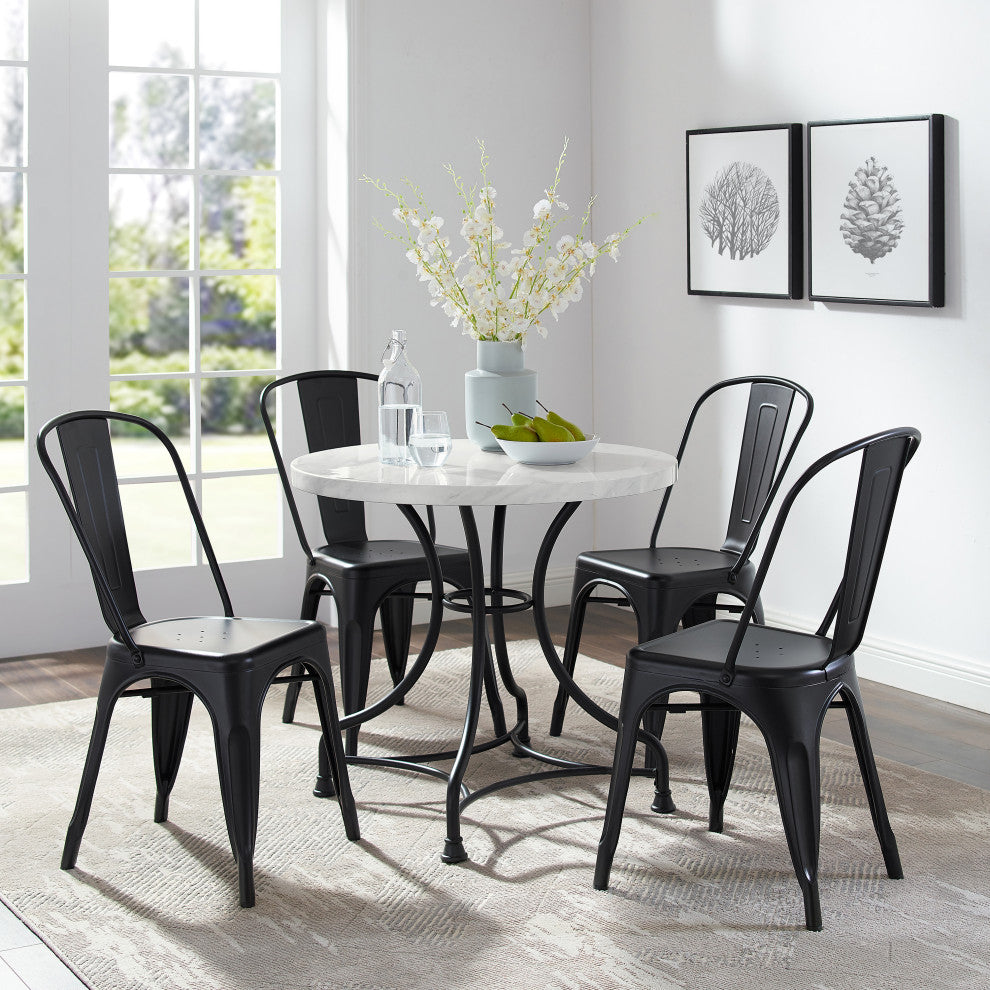 Madeleine 32" 5-Piece Dining Set With Amelia Chairs, Table and 4 Chairs