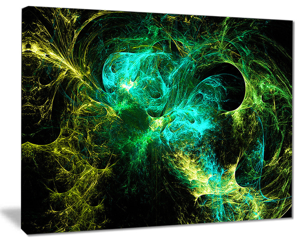 "Wings of Angels Green in Black" Abstract Digital Canvas Print