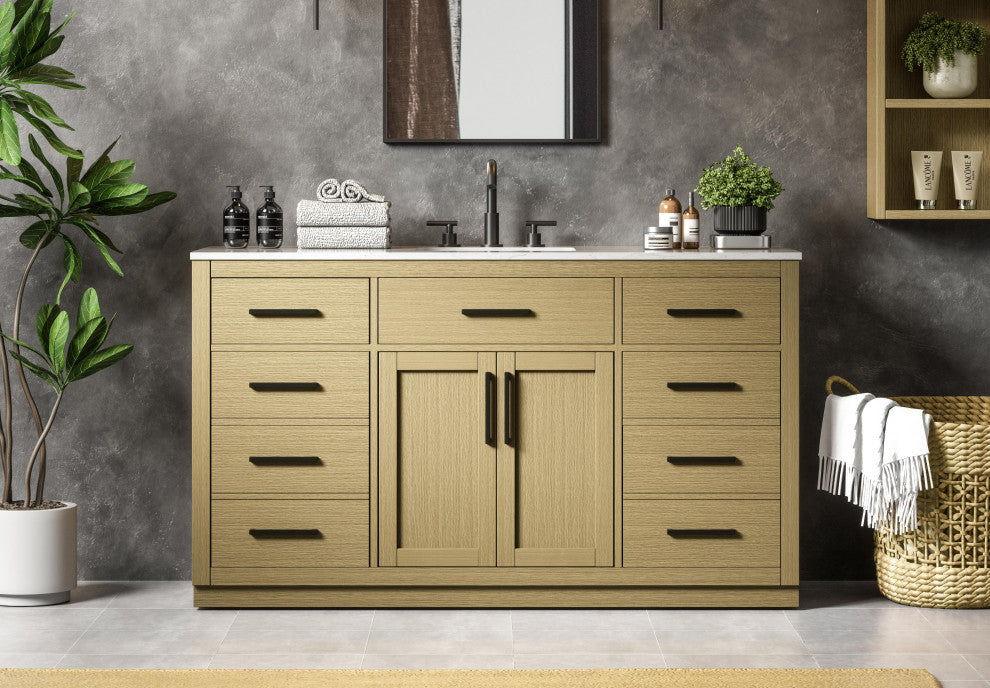 Home Living 60" Single Bathroom Vanity, Honey Brown