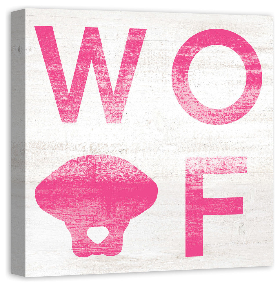 Designs Direct Creative Group Woof Distressed Pink 24x24 Canvas Wall Art