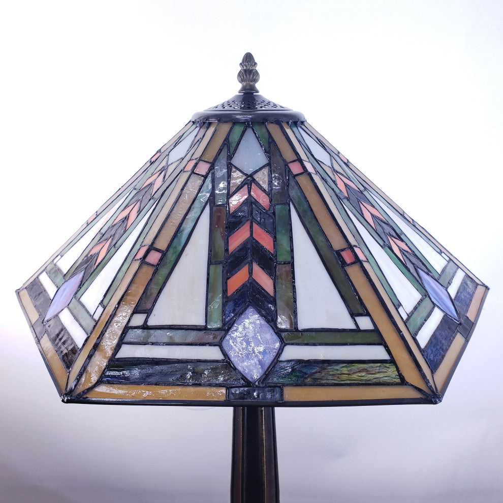 Pelmuth 17 in. 2-Light Indoor Brown and Green Finish Table Lamp