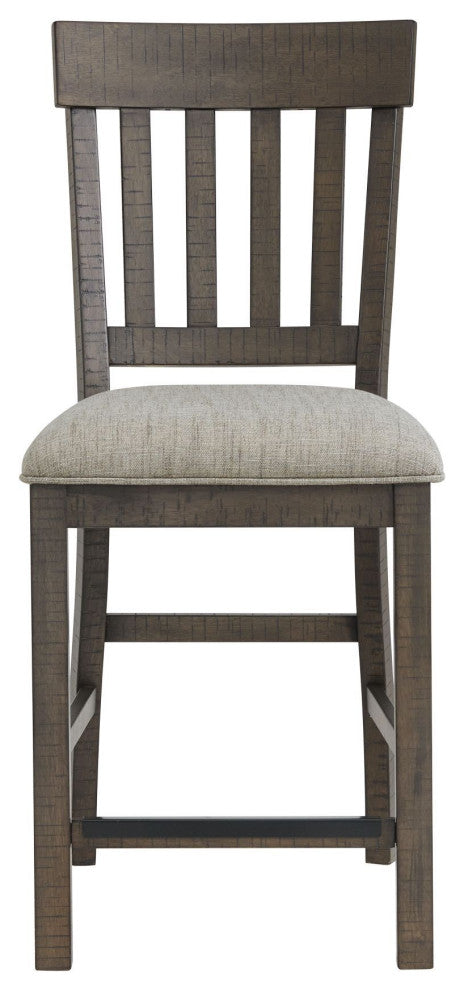 Sullivan Slat Back Counter Stool, Brushed Charcoal, Set of 2