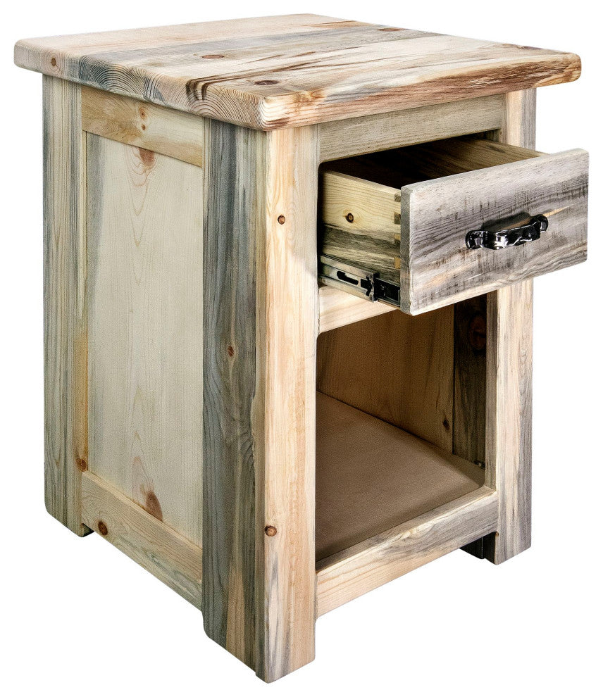 Big Sky Collection Rugged Sawn One Drawer Nightstand, Natural, 25"H