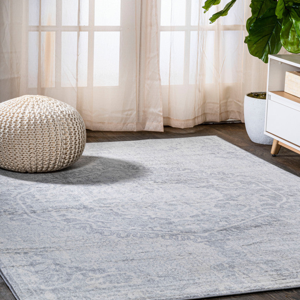 Modern Persian Medallion Gray/Ivory 3'x5' Area Rug