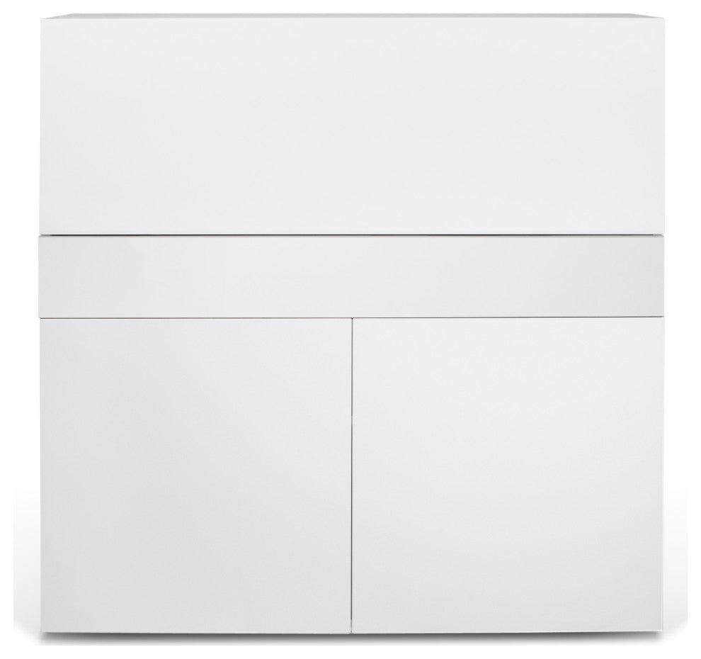 Modern Home Office Desk Work Station Hutch, White