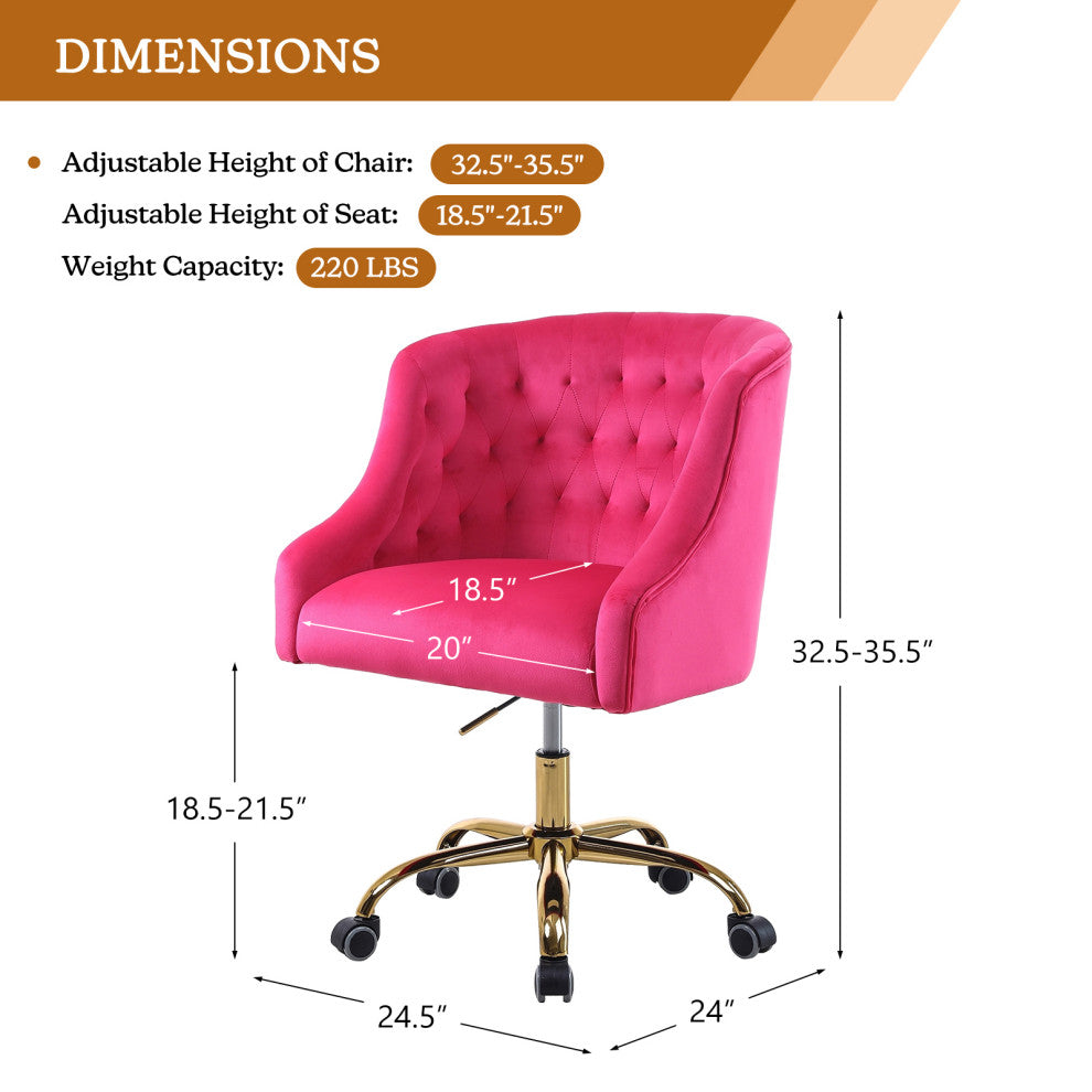 Home Office Swivel Chair with Button-Tufted Back, Fushia