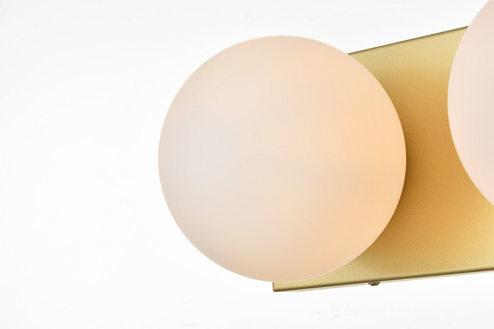 2 Light Brass And Frosted White Bath Sconce