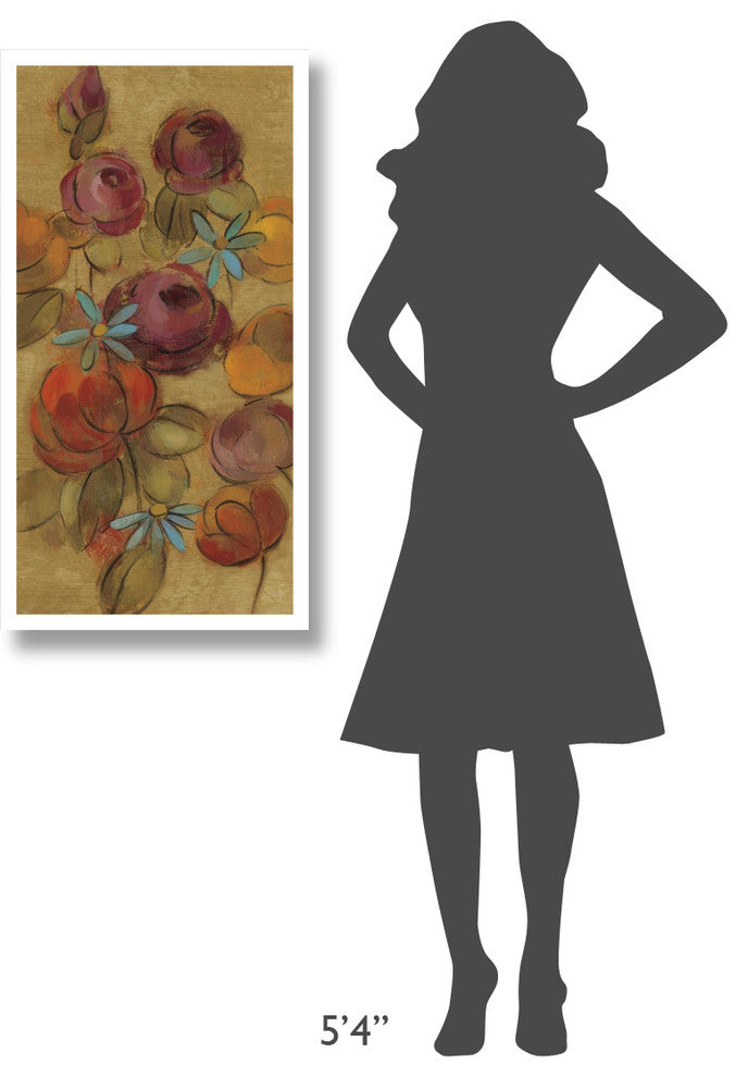 "Pressed Flowers II on Gold" Digital Paper Print by Silvia Vassileva, 20"x38"