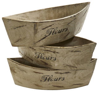 White Washed Wood Planter, Set of 3