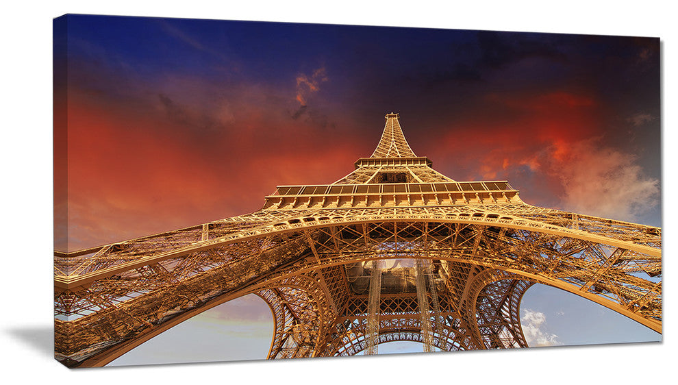 "Beautiful View of Paris Eiffel Tower Under Red Sky" Wall Art, 40"x20"