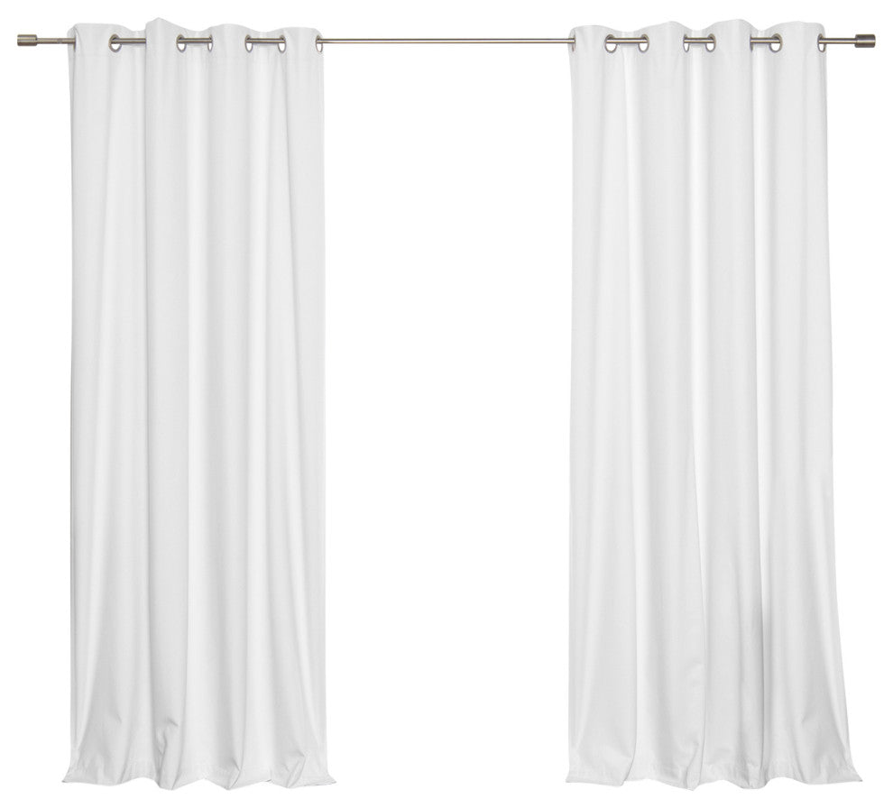 Linen Textured Grommet Thermal Total Blackout Curtains, White, 52"x96"