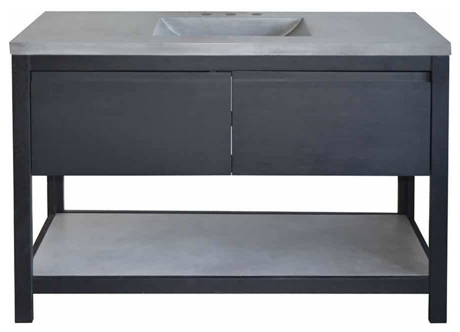 Solace Vanity Set with Palomar Vanity Top and Sink, Ash, Midnight Oak, 48"