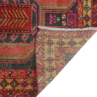 Fine Vintage Distressed Anaid Charcoal/Rust Runner, 4'5x9'2