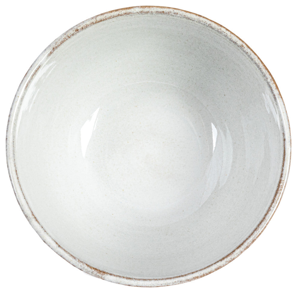 5" Round Stoneware Bowl Dinnerware Set, 4 Various Wax Patterns, Cream, Set of 12