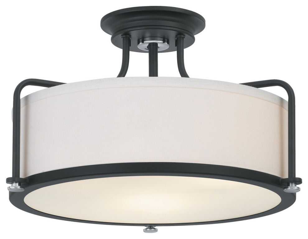 Quoizel QF1715EK Three Light Semi Flush Mount, Earth Black Finish