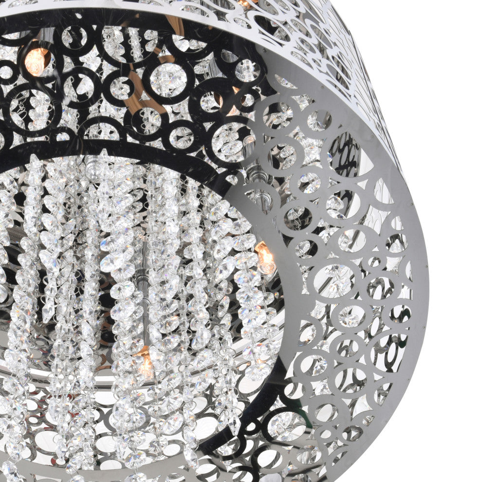 Bubbles 4 Light Drum Shade Mini Pendant With Chrome Finish