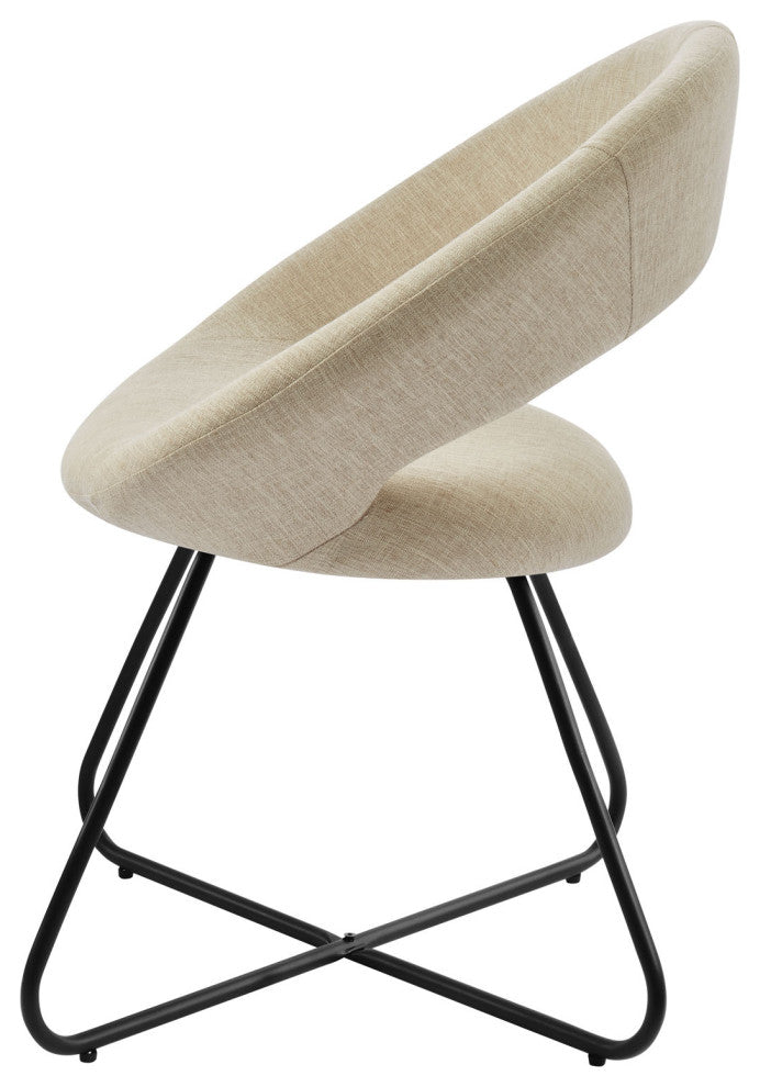 Dining Chair, Set of 2, Beige Black, Fabric, Modern, Cafe Bistro Hospitality