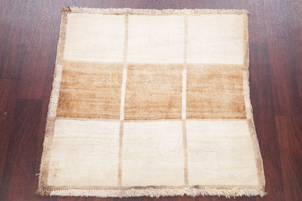 Consigned, Hand-Knotted Persian Oriental Wool Vintage Area Rug, Beige, 3'x3'
