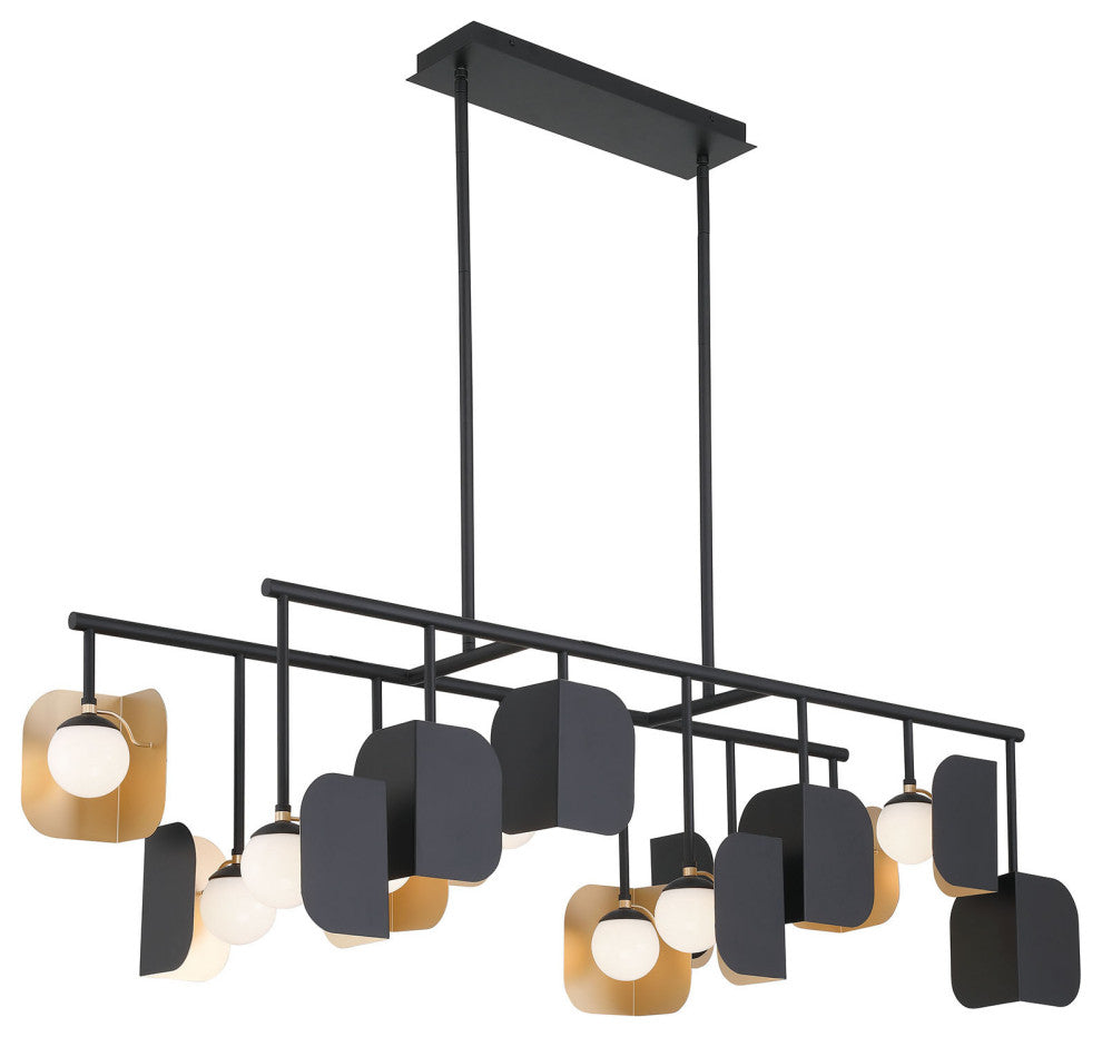 Cornice 14L 60" Gold-Black White Chandelier