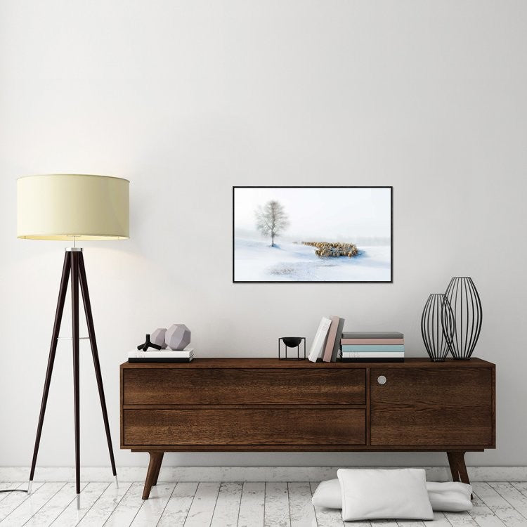"In Snow" Framed Canvas Giclee by Hua Zhu, 37x22"