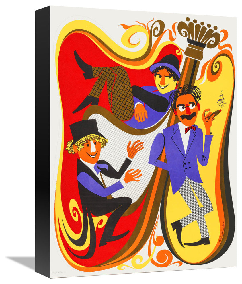 "Marx Brothers - Cartoon - Zany" Canvas Giclee, 12"x16"