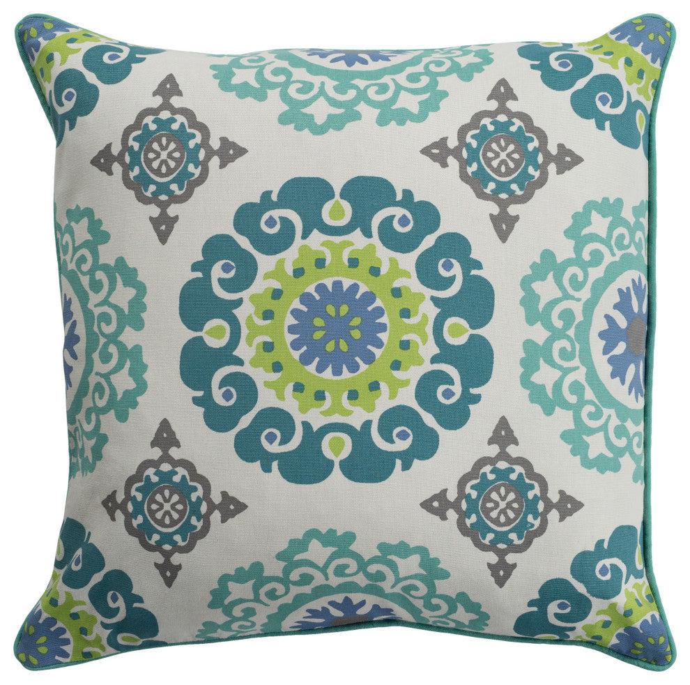 Surya Technicolor TEC-012 20"x20" Pillow Kit, Teal/Mint/Ivory/Denim/Lime