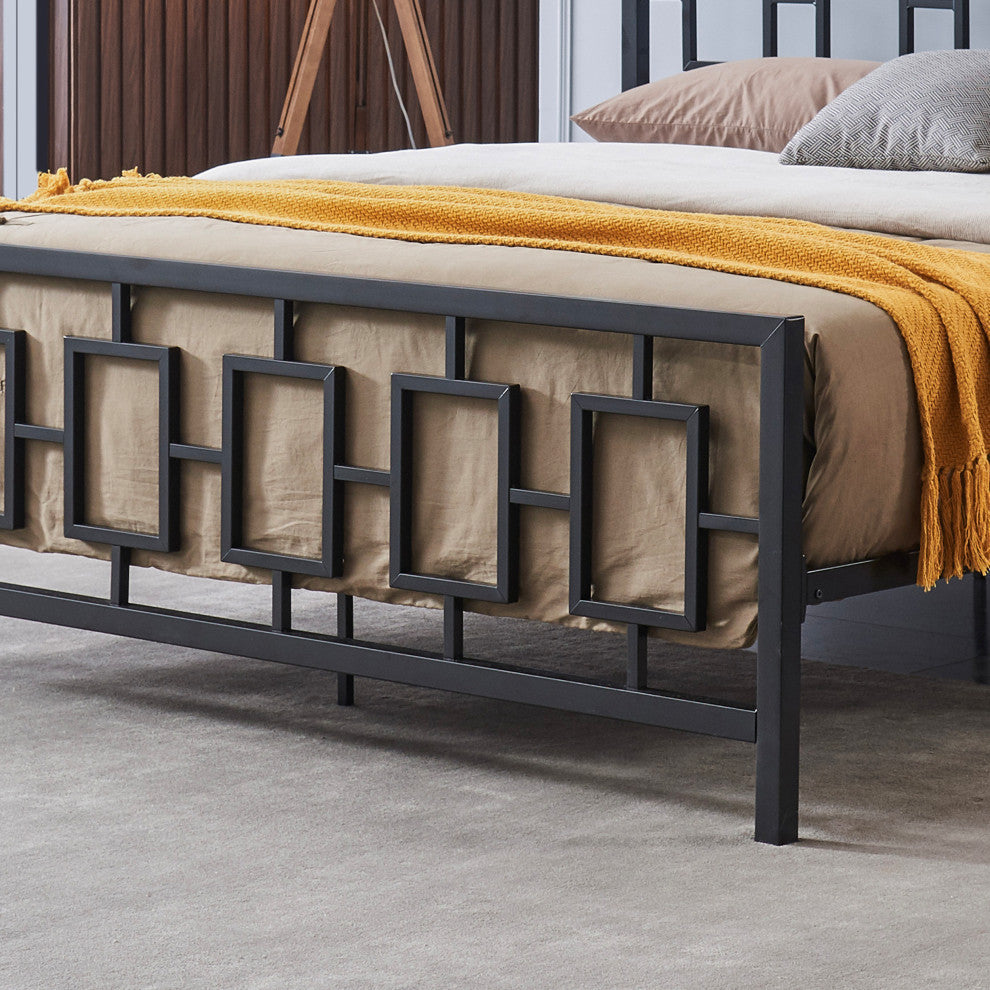 Moore Modern Iron King Bed Frame, Flat Black