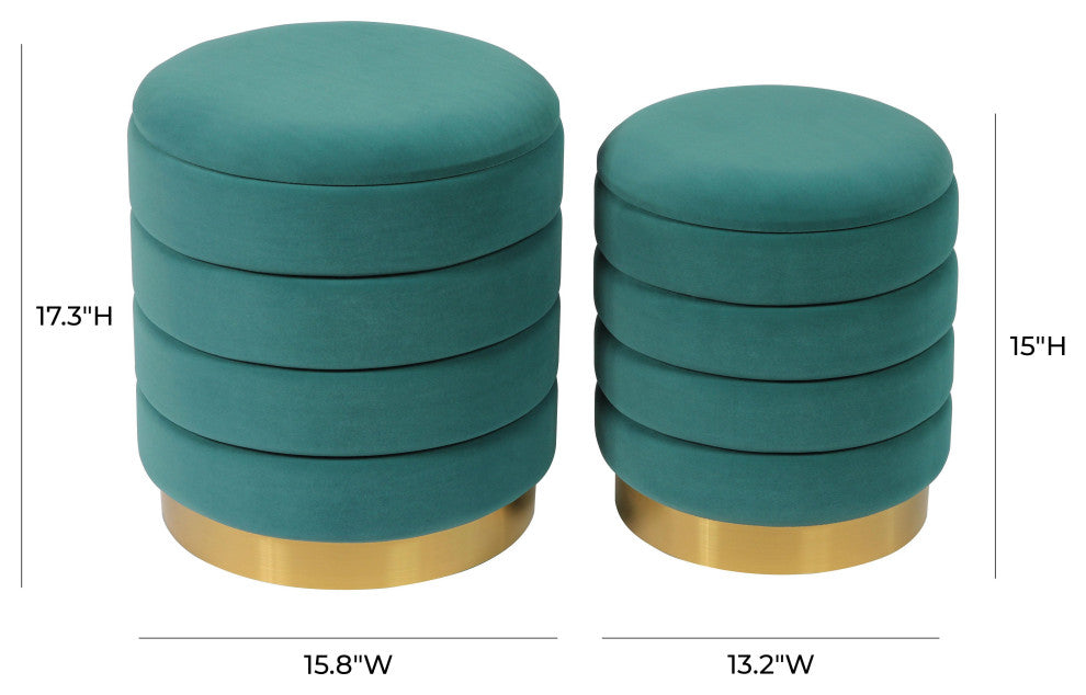 Saturn Teal Storage Ottomans - Set of 2