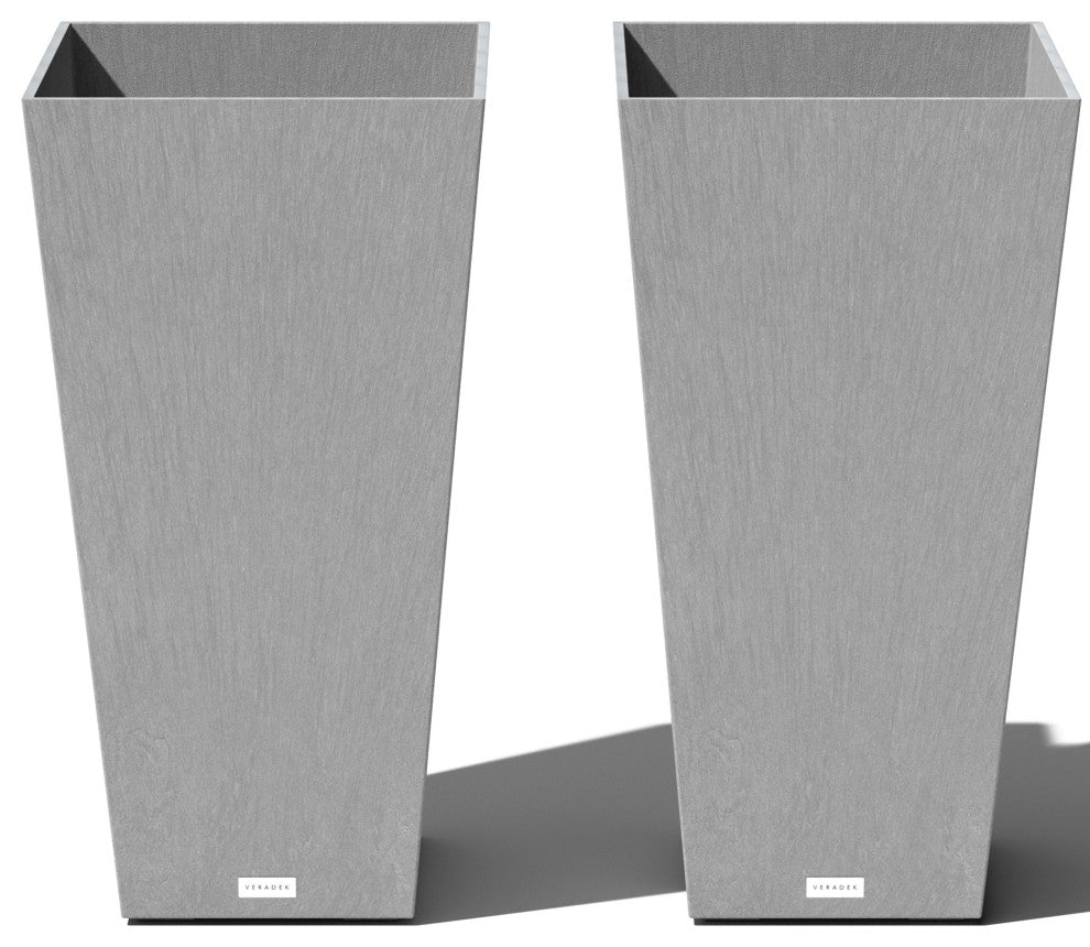Midland Tall Square Planter, Gray, 30'', 2 Pack