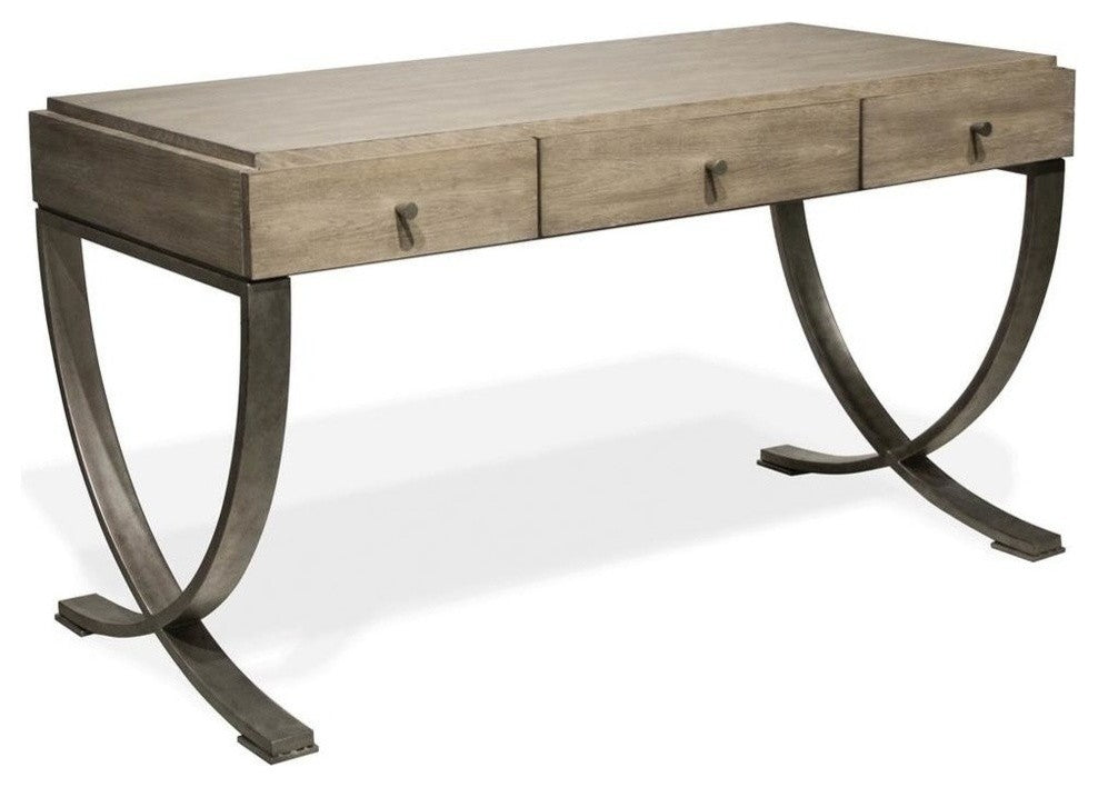 Riverside Furniture Sophie Wood and Metal Writing Desk in Natural