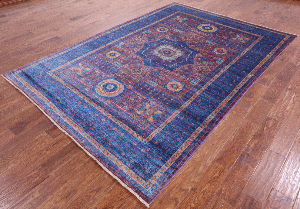 6' 8" X 9' 9" Mamluk Geometric Hand-Knotted Wool Rug - Q12237