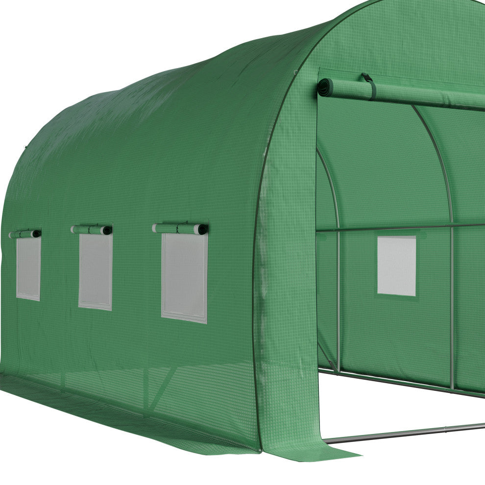 Walk, Greenhouse Outdoor Green House With Windows Mesh-Reinforced Cover