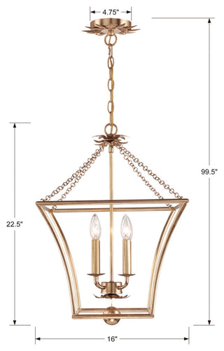 Broche Four Light Lantern in Antique Gold