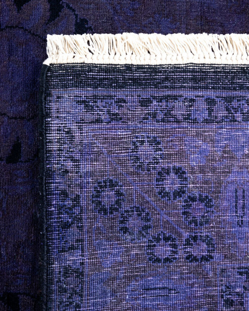 Fine Vibrance, One-of-a-Kind Hand-Knotted Runner Rug Purple, 3'0"x14'9"