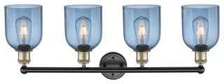 Edison-Bella 4-Light 33" Bath Vanity Light, Black Antique Brass, Princess Blue