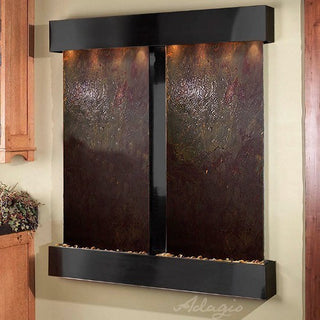 Aspen Falls Wall Fountain, Blackened Copper, Multi Color Featherstone, Square Fr