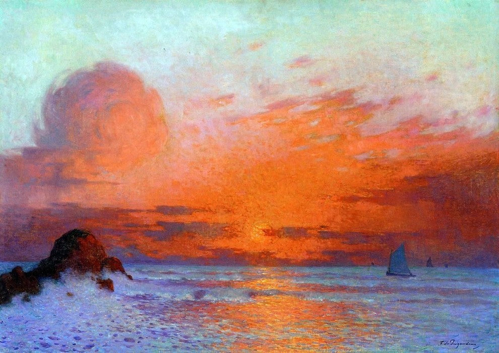 Ferdinand Du Puigaudeau Sailboats at Sunset Wall Decal